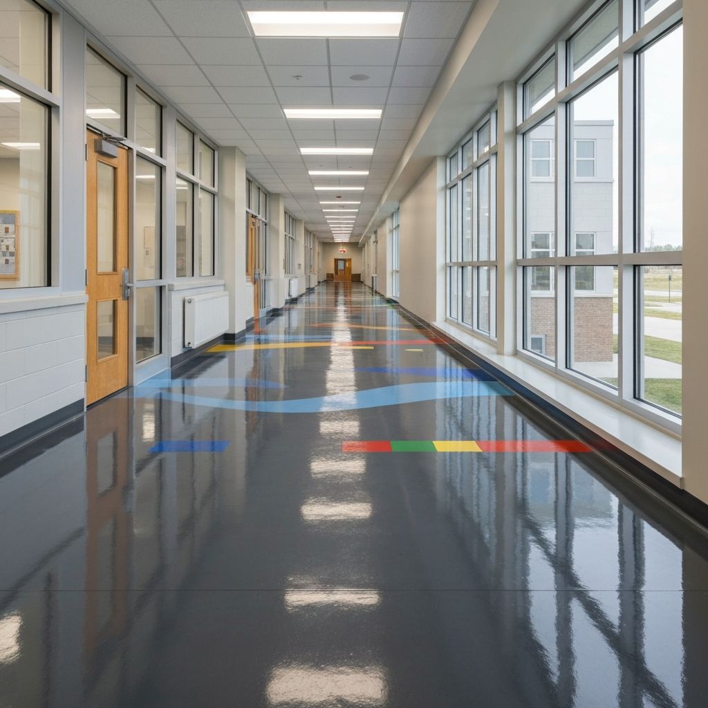 School hallway epoxy flooring